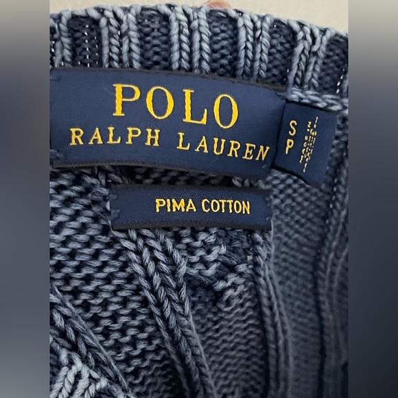POLO Ralph Lauren Navy Blue Pima Cotton Knit V-neck Sweater Size Small - Picture 5 of 6